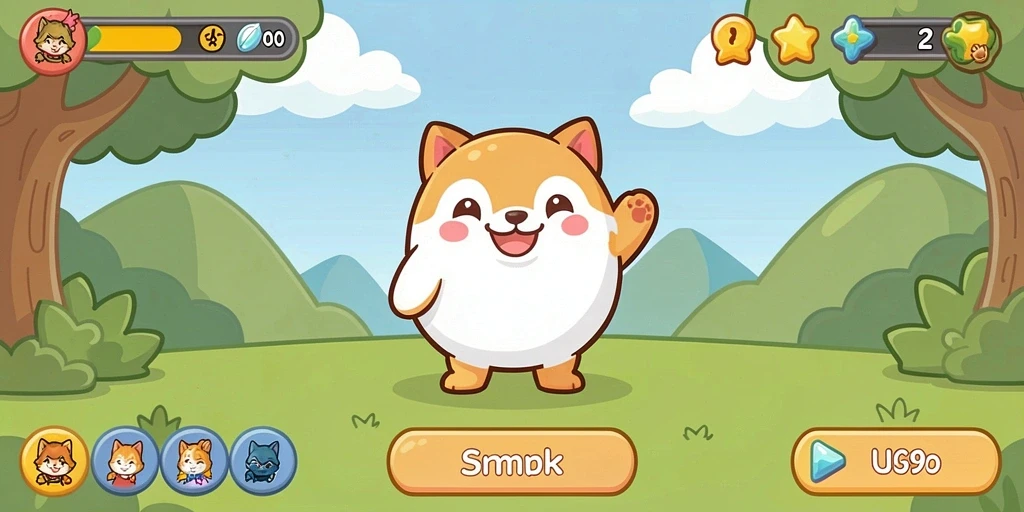 Screenshot 1 menunjukkan tampilan awal game yang menawan.